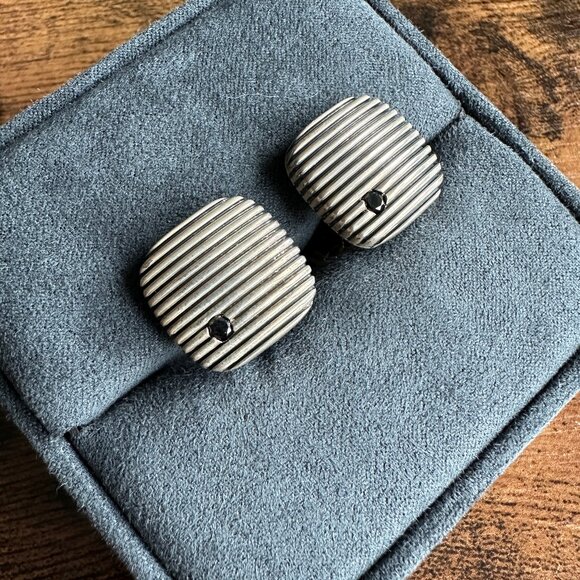 David Yurman Royal Cord Cufflinks w/ Black Diamonds - Picture 5 of 15
